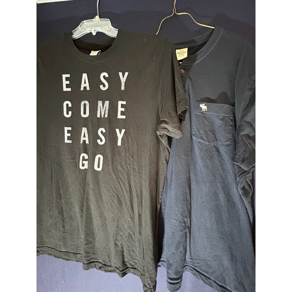 Lot 2 Vintage Abercrombie & Fitch Men XXL Shirts Henley Pocket Moose Graphic Tee